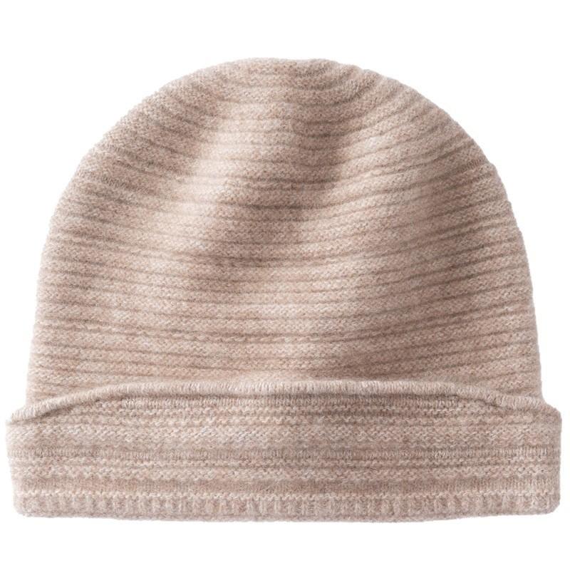 100% Cashmere Knit Beanie Hat Winter Warm Unisex Foldable Plain Style Cold Weather Accessory