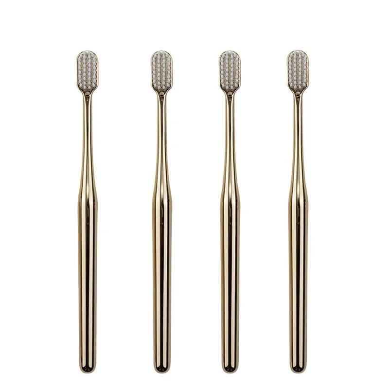 1-4pcs Luxury Soft Toothbrush Men Women Adult Tooth Brush Gold Silver Dental Brushes Elegance Gentle Toothbrushes Drop Shipping