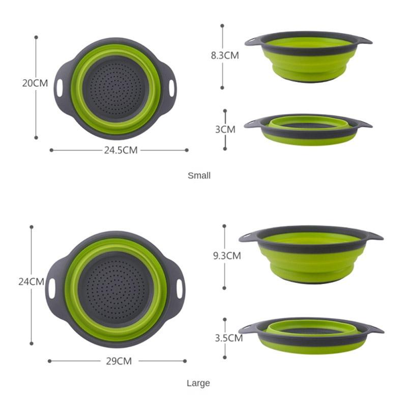 Silicone Vegetable and Fruit Cleaning and Drainage Basket Cleaning Basket Folding Water Filter Net Kitchen Gadgets