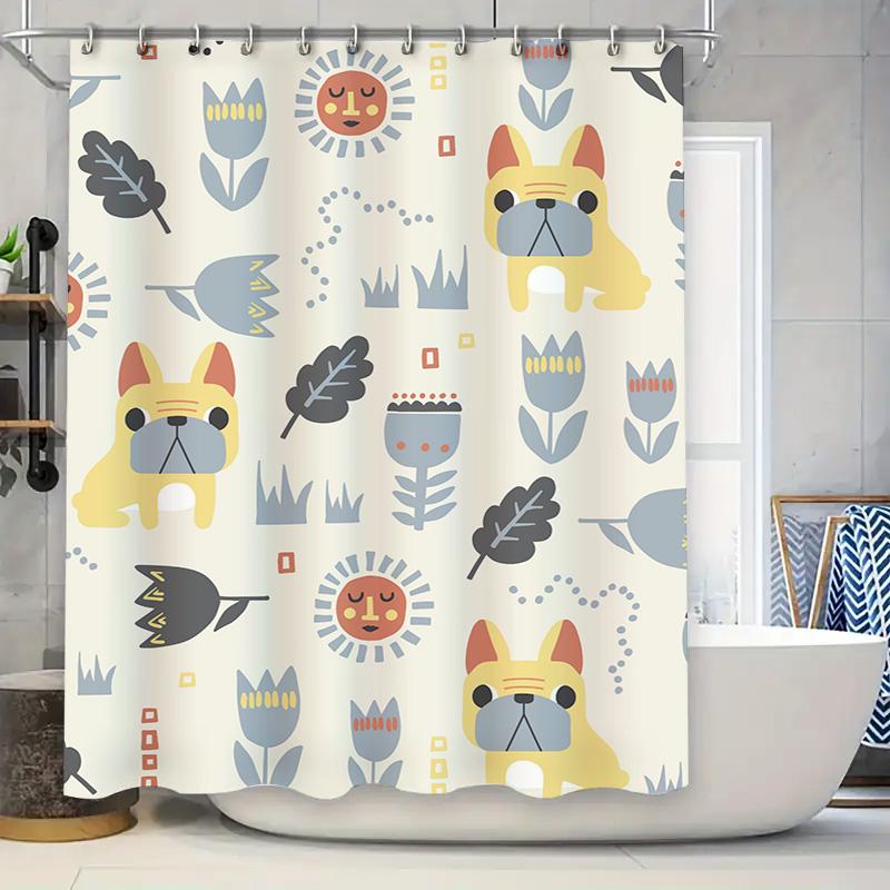 

Nautical Shower Curtain Navy Blue Bath Decor with White Stripes and Anchor Logo for Bathroom Decoration Size Customizable 90x180cm