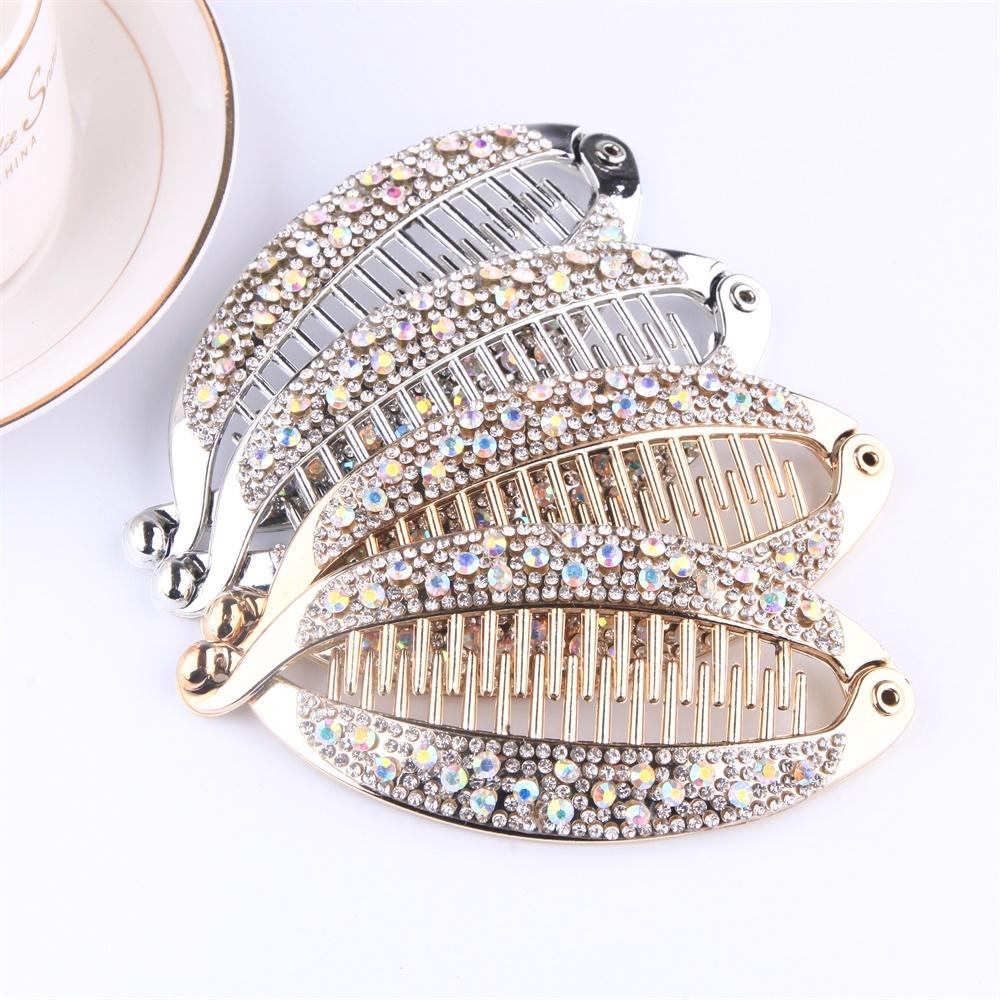 Rhinestone Fish Shape Banana Hair Clips Ponytail Holder for Women Girls Banana Clips Crabs Claws Hair Styling Accessories