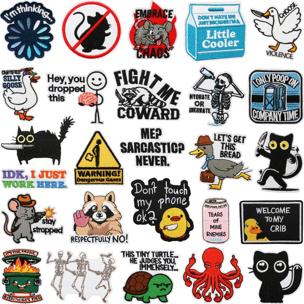 Englisches Alphabet Stickerei Stoff Aufkleber Schwarze Katze Aufnäher Aufkleber Kleidung Dekoration Frosch Orang-Utan Computer Stickerei Siegel Junge