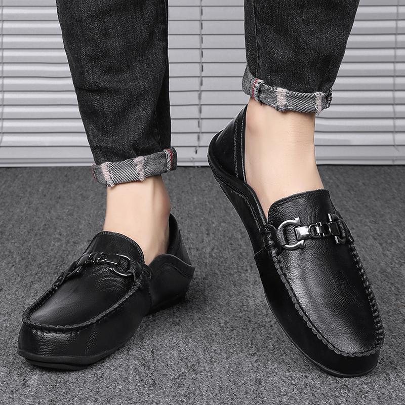 39-46 Fashion Men's Casual Slip On Leather Shoes Loafers Moccasins Flat Driving Shoes