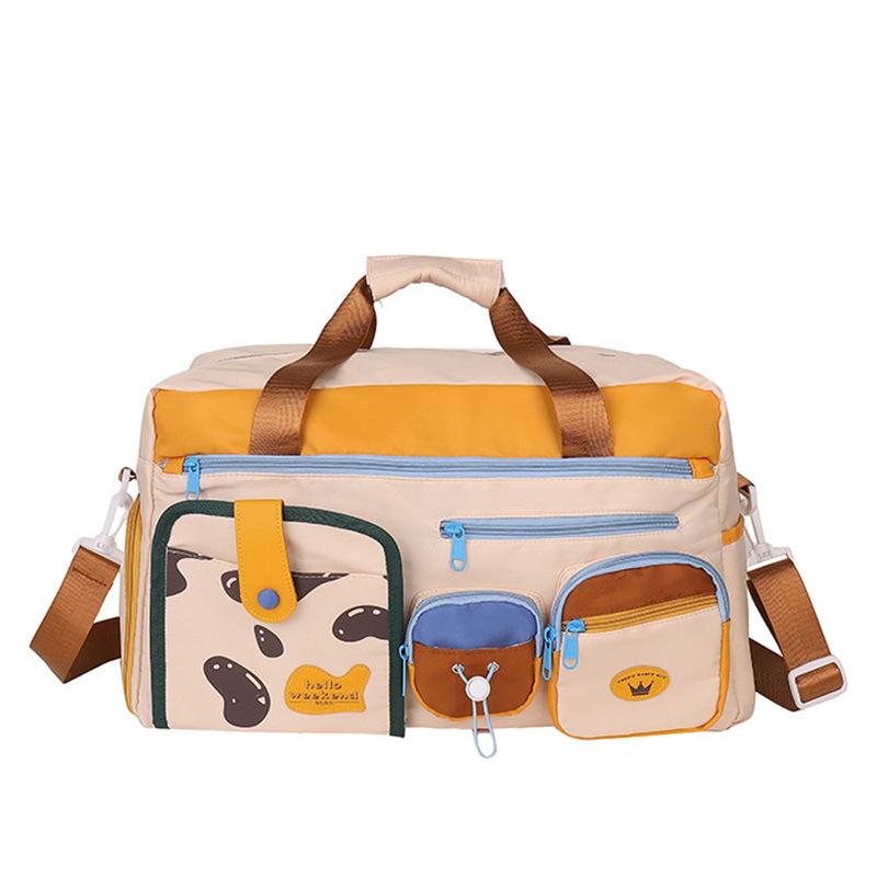 

Детская забавная дорожная сумка большой вместимости в теплых тонах, ручная, для путешествий, с отделением для сухого и мокрого, персонализированная спортивная сумка, можно использовать для крепления к ручке чемодана хаки