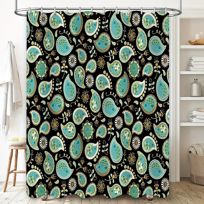 Unframed Bathroom Curtain Floral Vintage Paisley Print Waterproof Shower Curtain Sets Home Decor