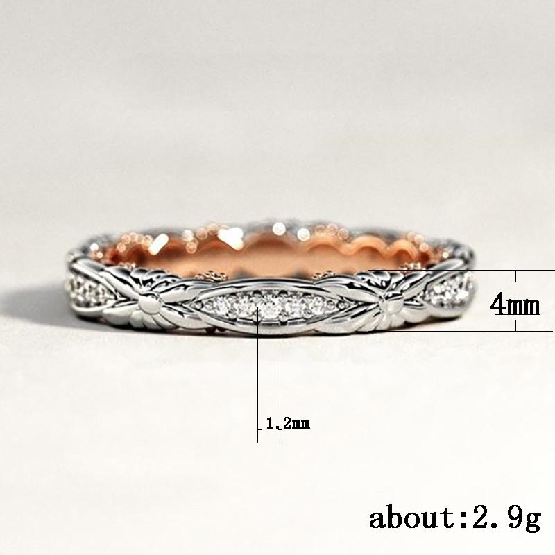 Nuevo anillo Simple y elegante de dos tonos para mujer, anillo de novia de diseño bonito, anillo de propuesta de piedra Micro pavimentada Noble para novia