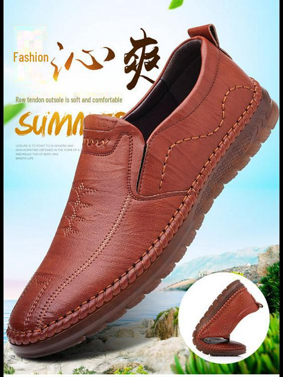 Men's Autumn & Winter Casual Leather Shoes - Soft, Non-Slip, Warm, Plus Velvet, for Middle-Aged