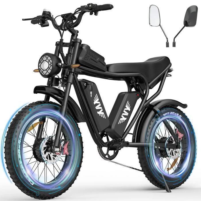 YVY Q20 PRO Elektrische Fiets DUBBELE MOTOR 2000W – DUBBELE BATTERIJ 52V 40Ah – Actieradius 200km – Snelheid 50km/u – Banden 20x4.0