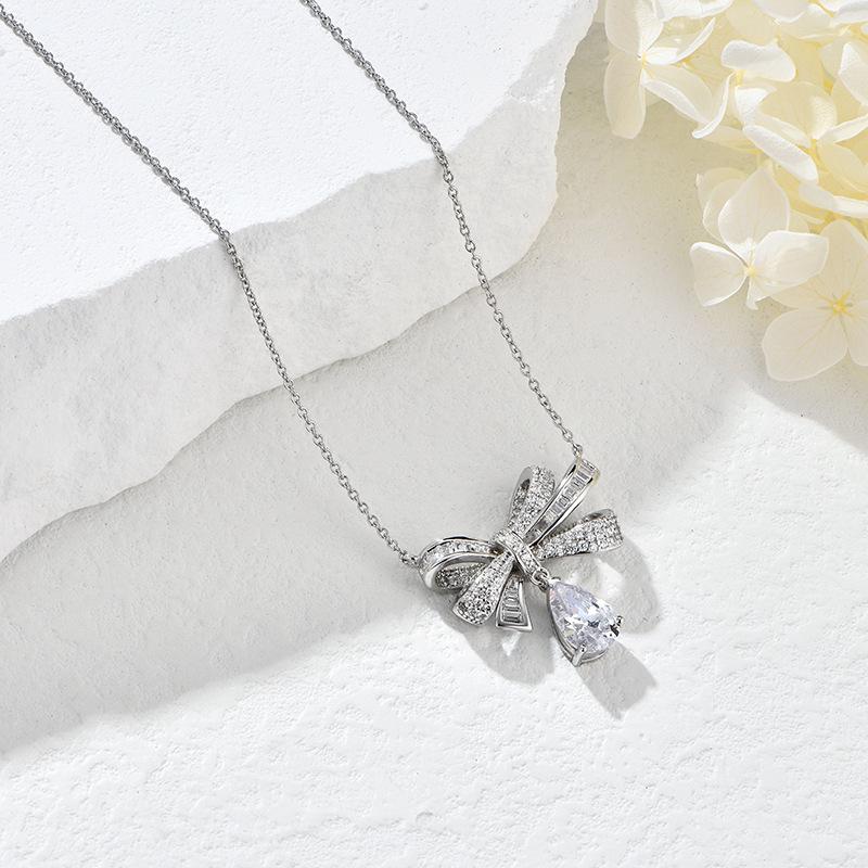 Elegant Bow Tie Diamond Necklace for Women - Versatile Spring/Summer Jewelry with a Unique Design