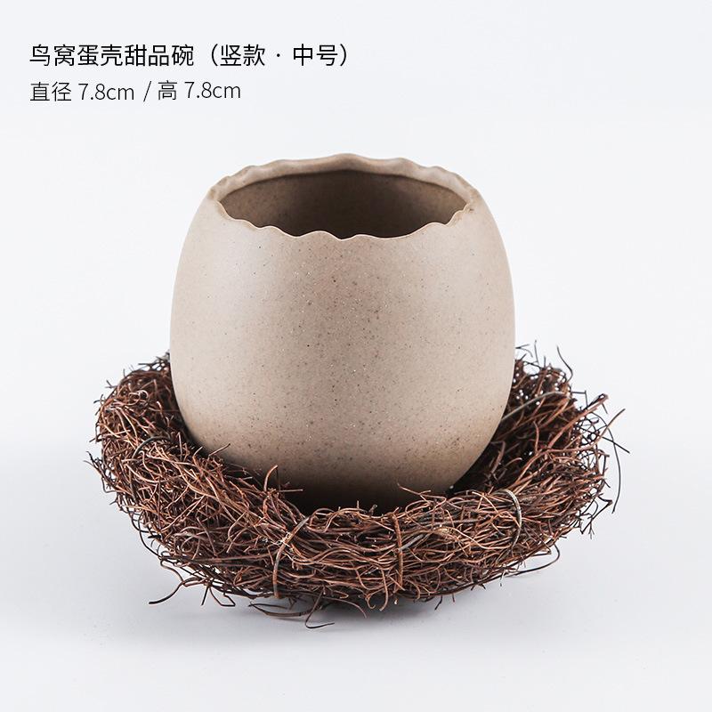 Creative Bird's Nest Decorations Dessert Bowl Eggshell Ostrich Egg Shaped Ceramic Bowl Cold Drink Barbecue Restaurant Tableware