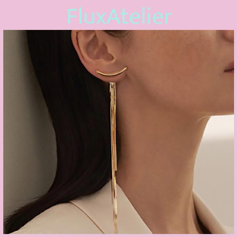Statement Metal Drop Earrings With Snake Chain Motif For Casual Daily Wear And Gift