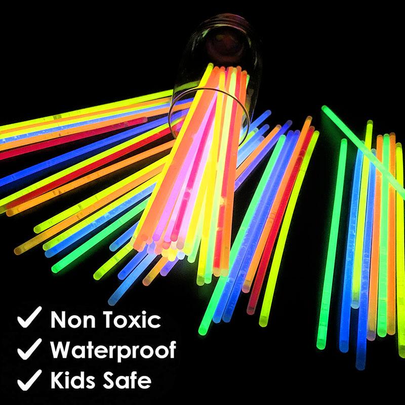 100pcs Glow Stick Bright Fluorescent Glow In The Dark DIY Bracelets for Birthday Party Decoration Supplies Wedding Guest Gift
