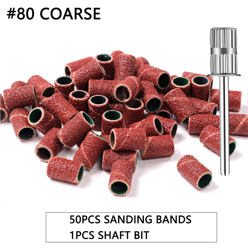 

50/100Pcs Nail Sanding Cap Bands for Electric Manicure Drill Machine, 80/120/180 Grit Grinding File Pedicure Tool Accessories
