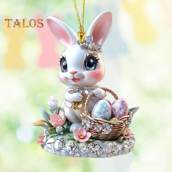 1/3Pcs Easter Cartoon Bunny Hanging Decorations with Lanyard Easy To Hang 2D Acrylic Ornaments Rearview Mirror Pendants