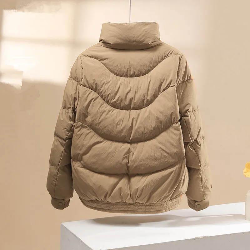 Down Jacket Women Short Cotton Jacket Winter Stand-up Collar Versatile Solid Color Windproof Warm Padded Jacket
