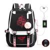 Trend Printing Student Casual Schoolbag Contrasting Color Neutral USB Backpack
