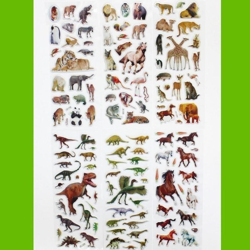 10 Sheets/set Wildlife Wild Animals Scrapbooking Bubble Puffy Stickers Tigers Lions stickers Kawaii
