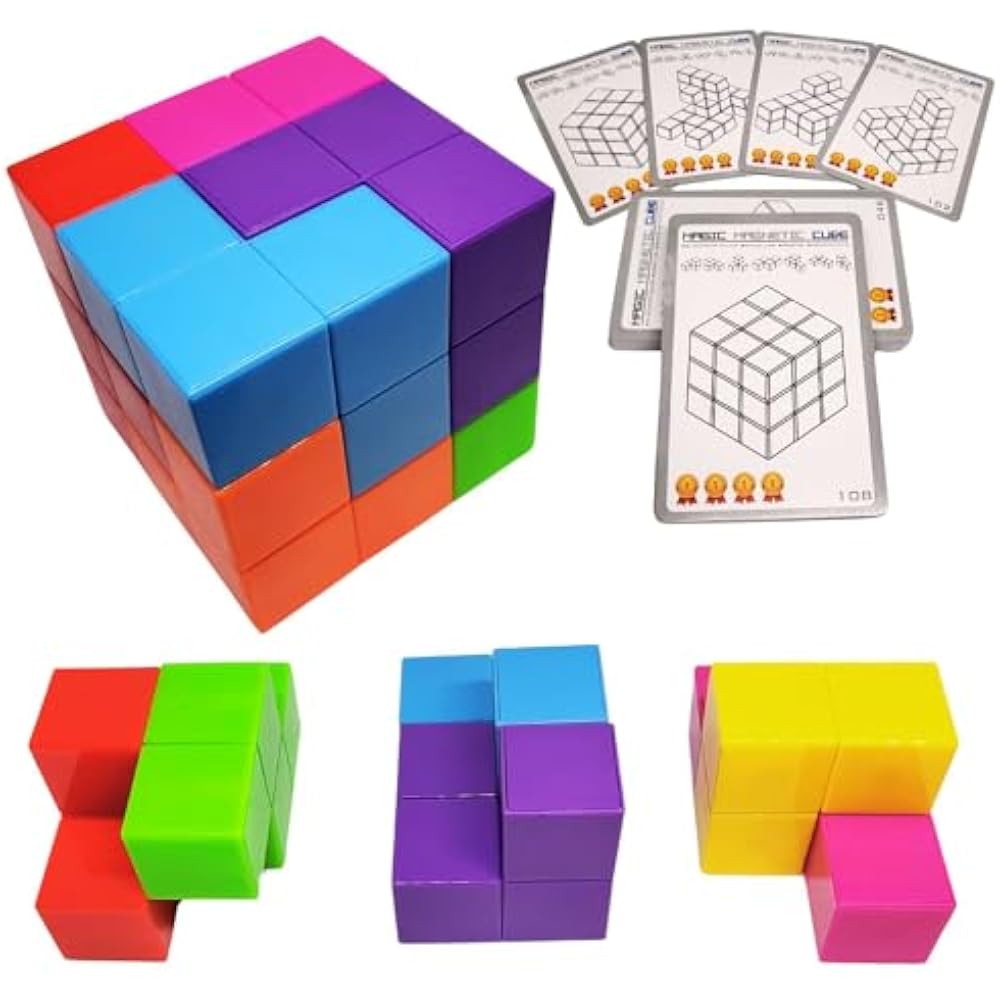 (XINBIDA) MAGCUBE Magcube Magnetic Blocks Tetris Educational Toys 3D Puzzle (Set of 2)
