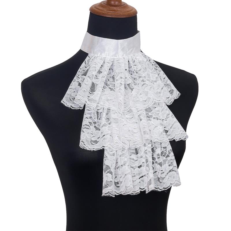 Elegant Costume Collar Ruffled Lace Jabot Neck Collar for Cosplay Costume Collar