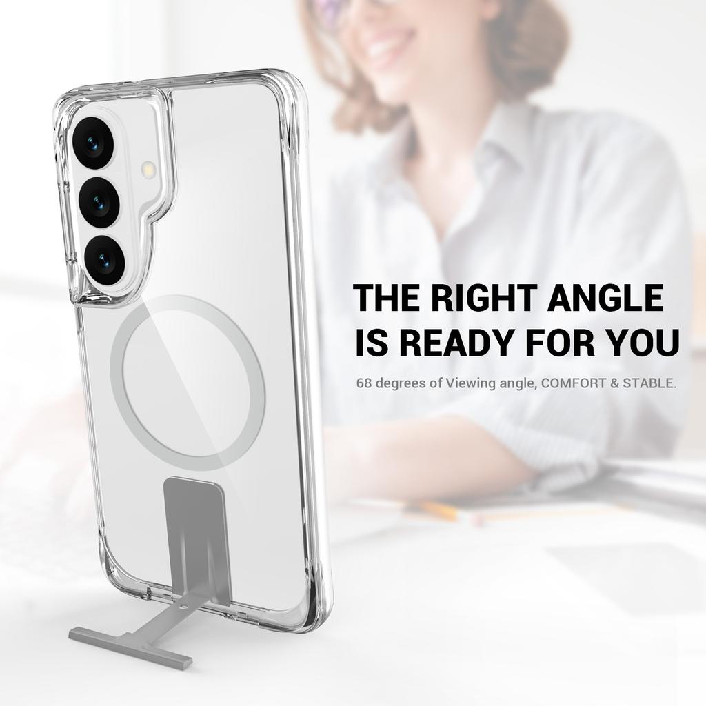 For Samsung Galaxy S26 Ultra Magnetic Case Kickstand Shockproof PC + TPU Clear Phone Cover