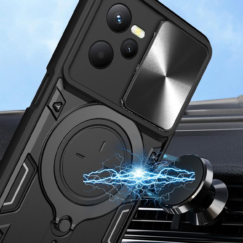 For OPPO Realme C33 C35 C55 Case Slide Camera Armor Phone Case For Realme C11 C20 C21Y C25Y C31 Magnetic Ring Stand Back Cover