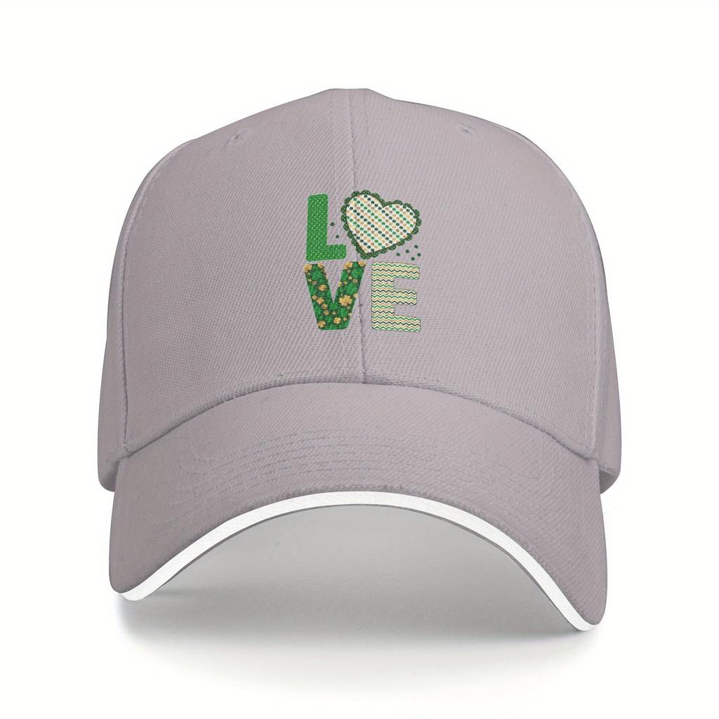 Love St Patrick Day Heart Print Baseball Cap Polyester Casual Adjustable Adult Hat