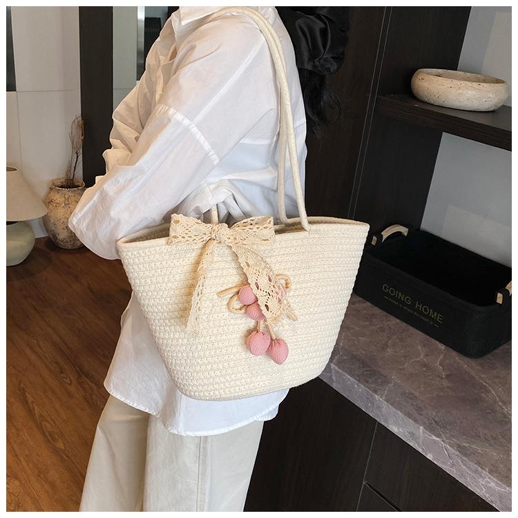 Large Capacity Hand-Woven Tote, Crossbody Bag Women Holiday Bag, Handbag Soft, Ideal Holidays, Beach Commuting