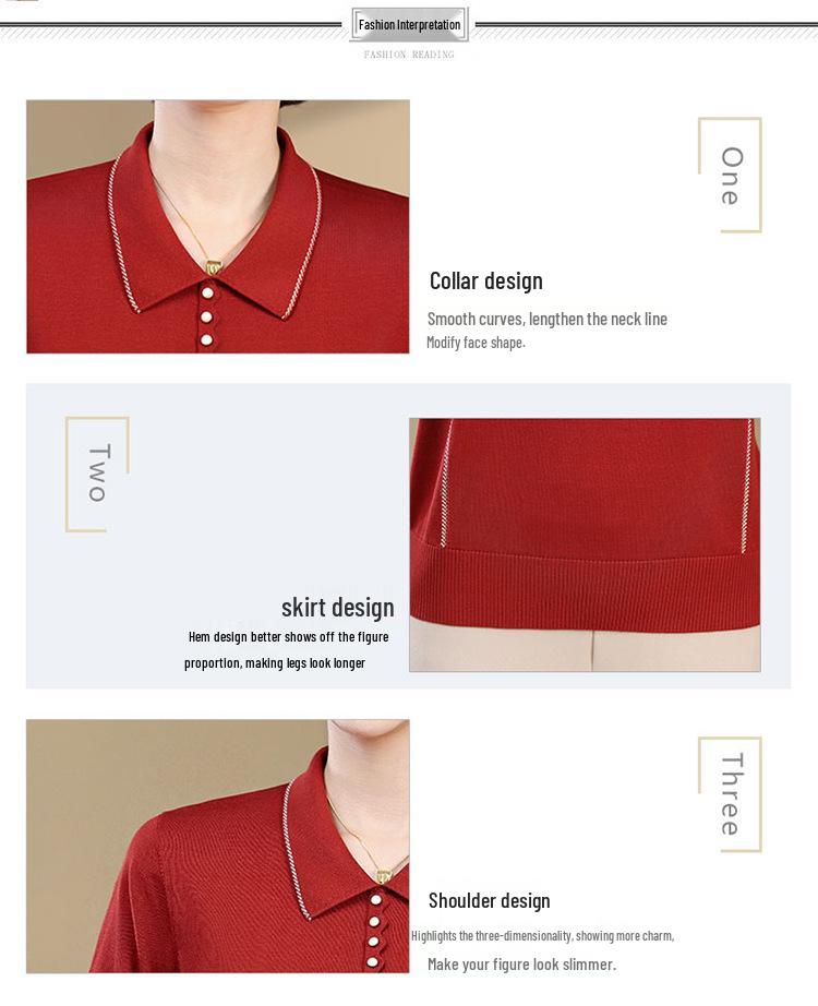 Women's Lapel Wool Sweater - Age-Defying Loose Fit for Spring & Autumn