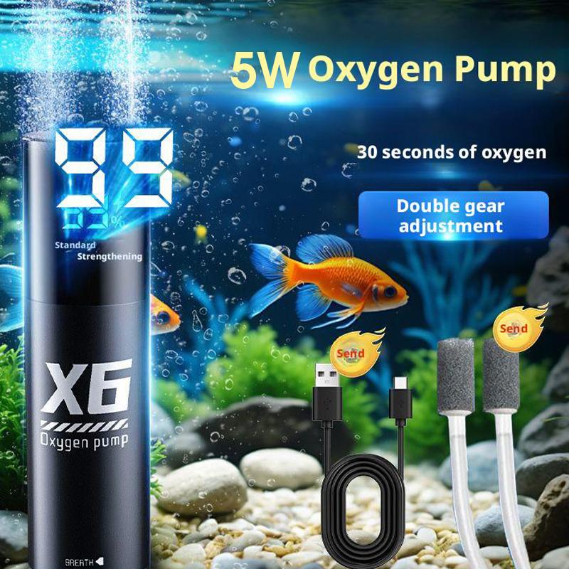 Pompe à oxygène portable pour la pêche, conception à double moteur, pompe à air à oxygène pour aquarium, aérateur portable avec 48h d'autonomie pour la pêche de nuit
