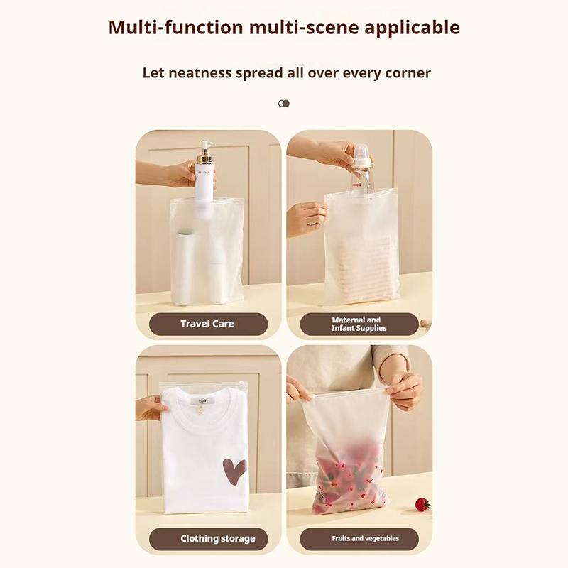 10/15Pcs Reusable Zipper Bag PE Frosted Transparency Plastic Waterproof Travel Packing For Clothes Underwear Classified