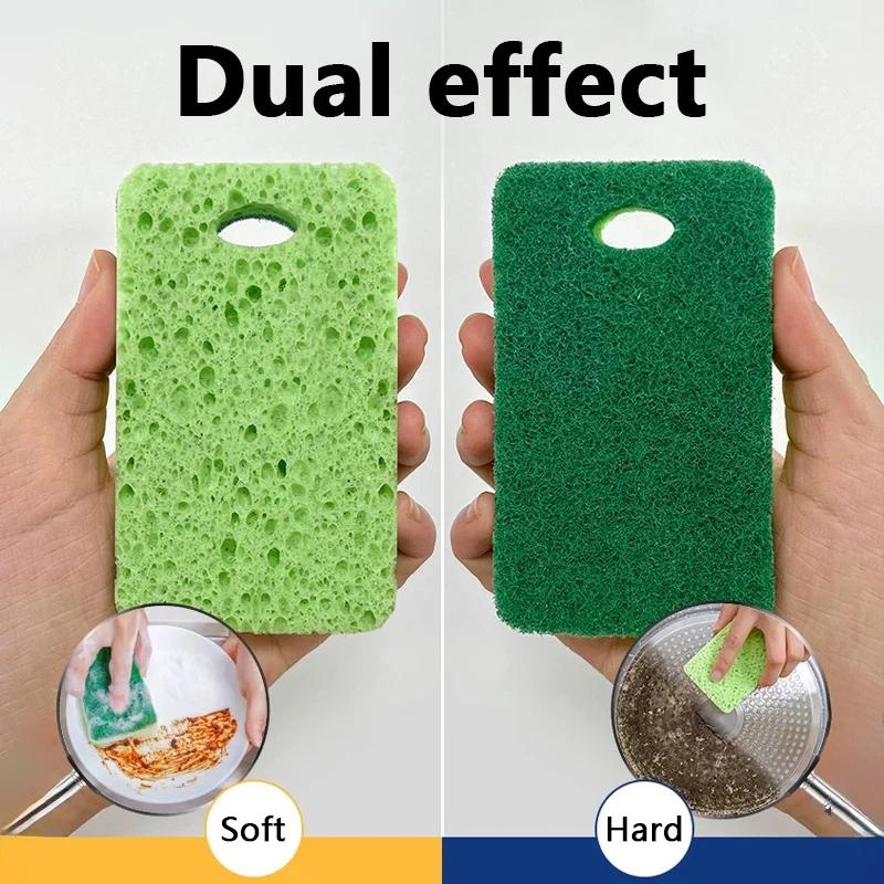 Natural Wood Pulp Cotton Sponge Wipe Re-Washable Sponge Household Cleaning Pad Kitchen Cleaning Gadgets Descaling Cleaning Rub
