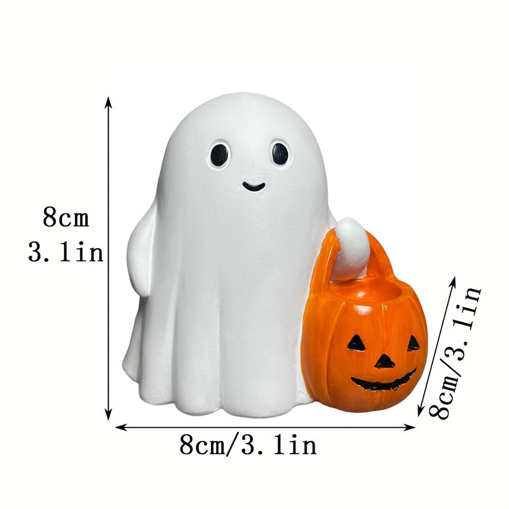 Ghost Pumpkin Statue Halloween Horror Ghost Statue Cute Resin Halloween Decoration Halloween Pumpkin Ornament Home Decor