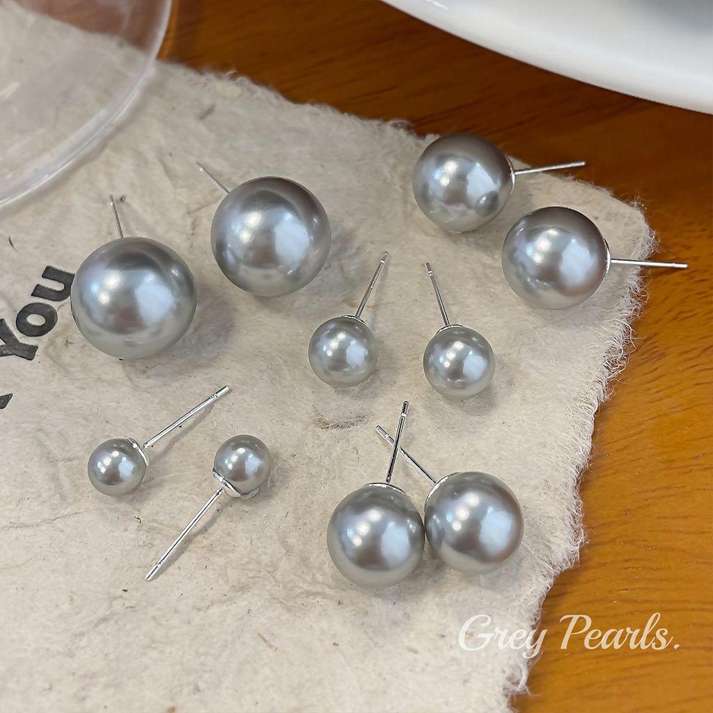 Cercei eleganți cu perle argintii-gri: Ac din argint 925 de înaltă calitate, design minimalist, stil rece pentru femei.