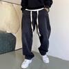 Plus Size Big Size Men Casual Loose Drawstring Straight Wide Leg Denim Jeans