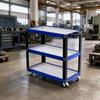 Three-Tier Utility Cart with Wheels Mobile Tiered Rolling Locking