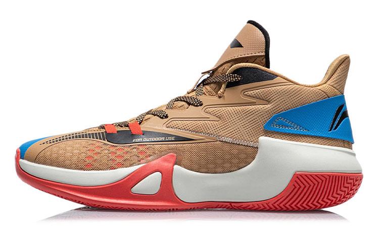 Li Ning Sprint SE износостойкие нескользящие кроссовки для баскетбола средней высоты Мужские Коричневые ABPR061-4 44