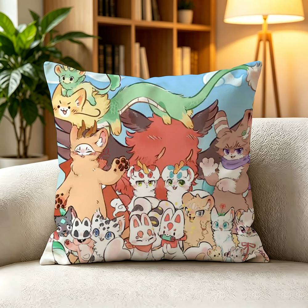 C-Cute Anime Fabulous Beasts Square Double-Sided printed Pillow Case Bedroom Bedside Pillow Sofa Cushion Cover