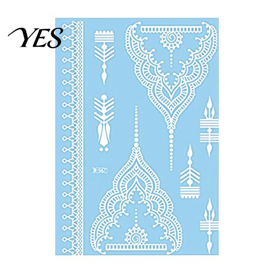 Gentle-On Skin Tattoo White Lace Sticker for Women, Temporary Face Body Fake Decal Arm, Waterproof Wedding Party Festival