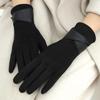Winter Padded Warm Gloves Vintage Solid Color Suede Can Touch Screen Riding Ski Mittens