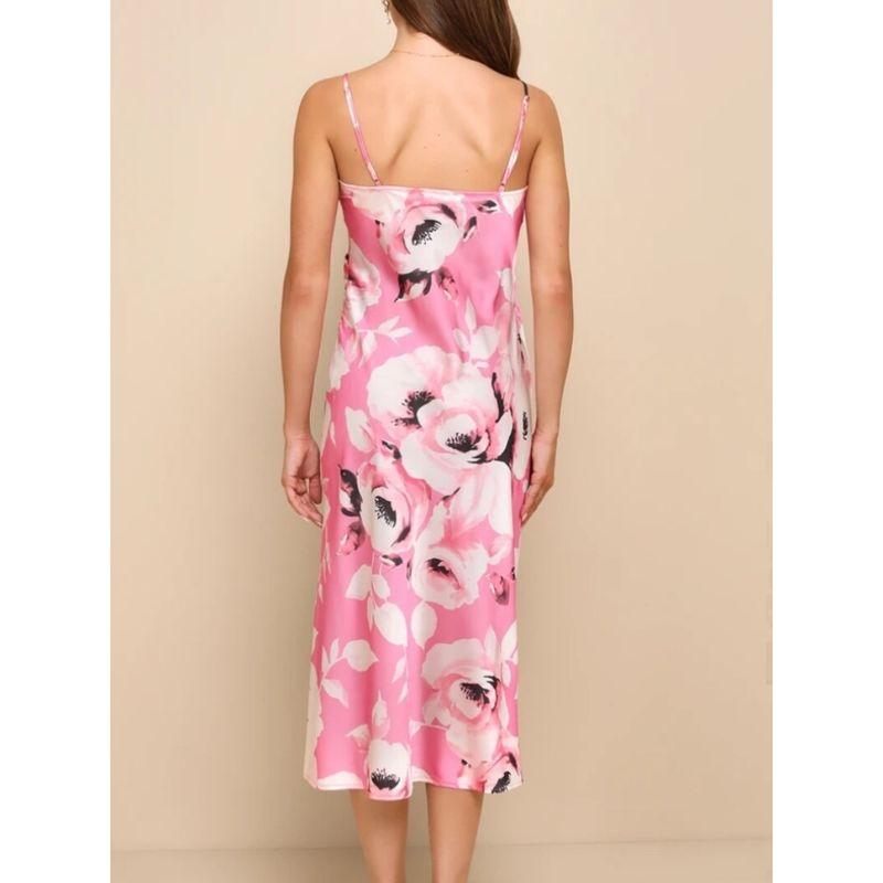 Export Lu's Summer New Suspender Smooth Fabric Print High Quality Open Back V-neck Swing Special Dress