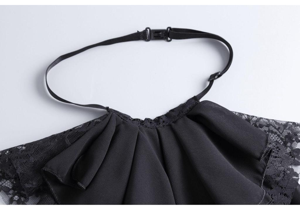 Unisex Retro Lace Ruff Collar Scarf with Artistic Bow Tie Accessory