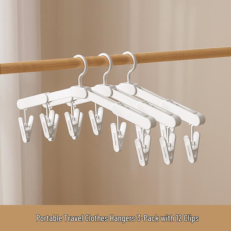 Portable Folding Travel Clothes Rack - Telescopic No-Punch Hanger for Indoor Drying