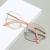 Artistic Metal Photochromic Glasses with Anti-blue Light Flat Lenses and Spring Hinges