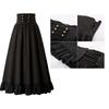 Vintage Renaissance Pleated Maxi Corset Button Skirt Women A Line Costume Victoria High Waist Gown Big Swing Floor Ruffle Skirt