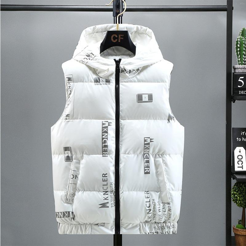 

Парный хлопковый жилет Мужской осенне-зимний трендовый жилет куртка Утепленный большого размера Утолщенный терможилет Жилет из хлопка с пухом 5XL белый