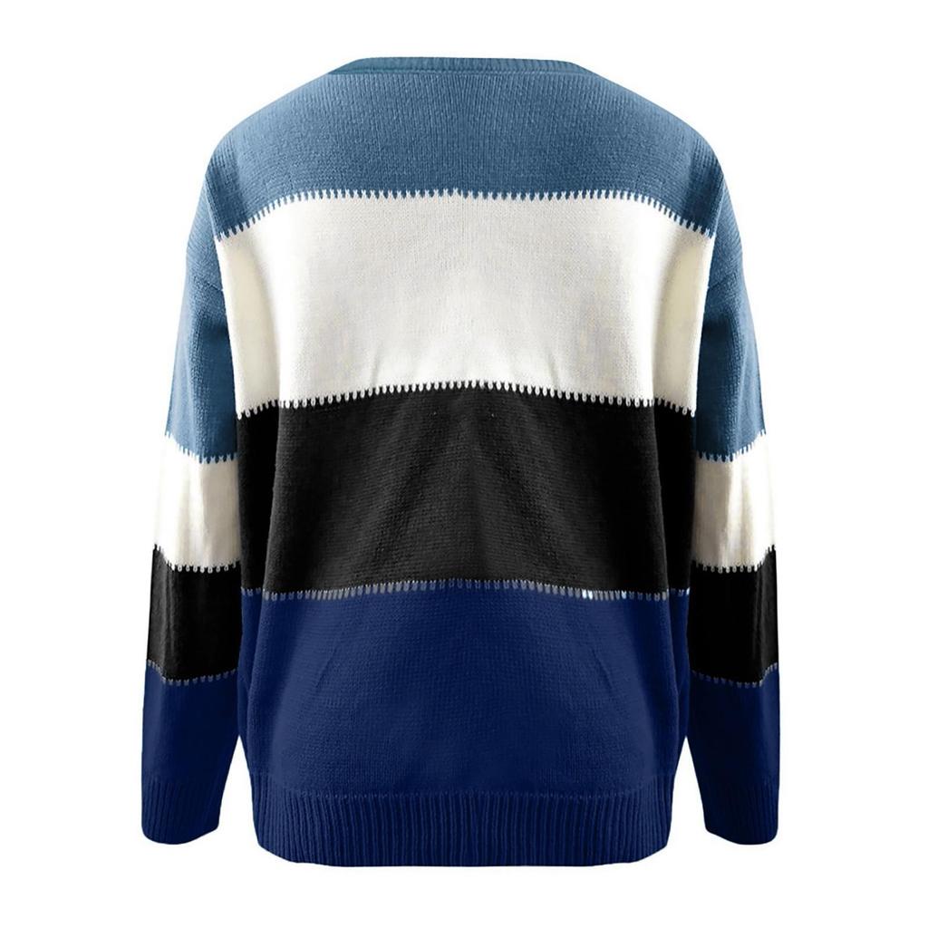 Women's Autumn And Winter New Round Neck Color Matching Comfortable Loose Sweater
