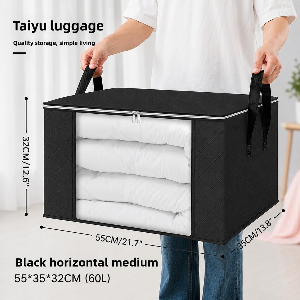 Large Capacity Cotton Quilt Storage Bag With Transparent Window For Bedroom Organization