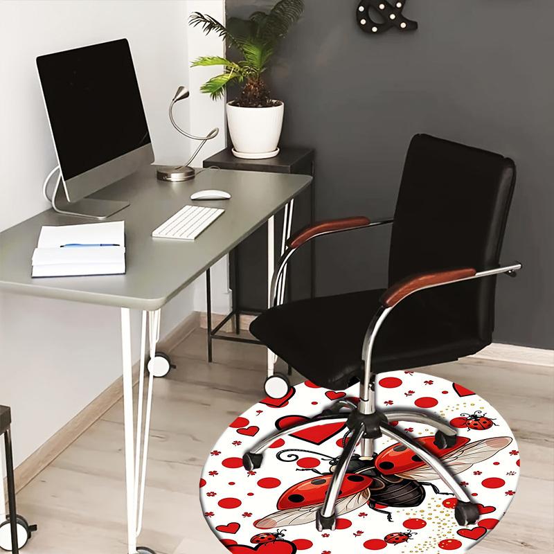 

1PC ladybug hearts Non-Slip Floor Round carpet, Office, family, bedroom, Large Area Rug Indoor Rugs, Durable Polyester-L0411 80cm by 80cm