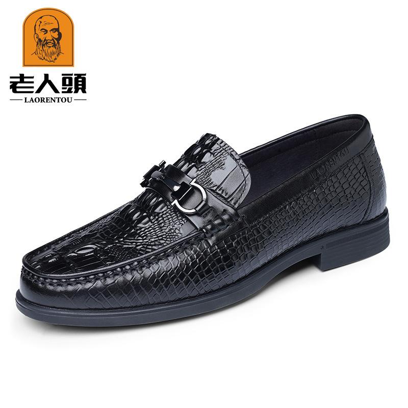 

Old man head leather shoes men s one foot casual shoes father middle-aged men s father soft-soled cowhide beanie shoes 20618 37 чёрный