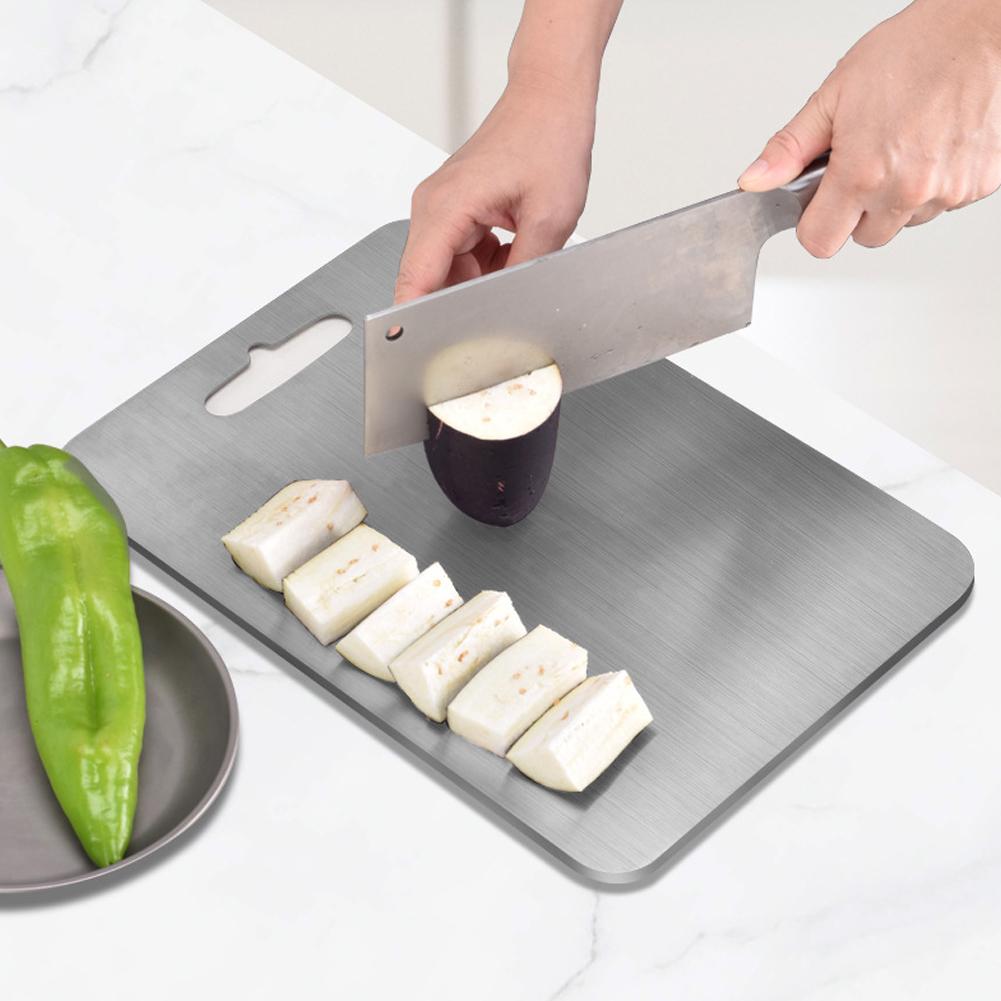 Titanium Cutting Boards for Kitchen Stainless Board 304 Steel Thickened Double Sided Food Grade Portable Fruit Cutting Board
